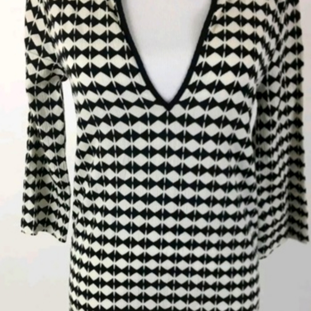 J.Crew XXS BlackCream Tunic Style Top Shirt Blouse - Picture 4 of 4